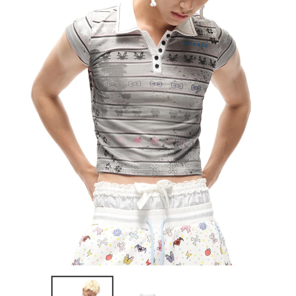 Stylish Gray Polo Shirt with Pattern